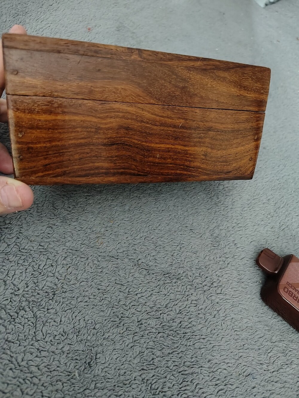 Wooden Jewelry Box with Brass Inlay - Brown - Picture 3 of 8